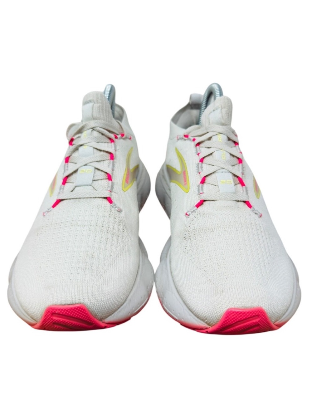 Brooks Glycerin Women's size 8 White & Pink Running Sneakers with Yellow Accents - Picture 9 of 12